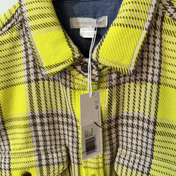 Outerknown Blanket Shirt Womens XS/S Yellow Shacket 100% Organic Cotton Relaxed - Picture 5 of 7